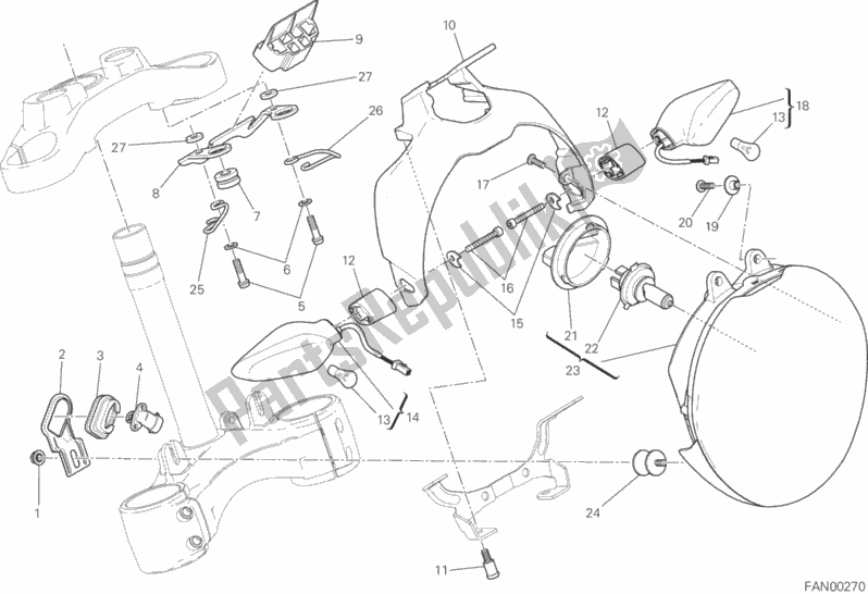Wszystkie części do Reflektor Ducati Monster 821 Stripes 2016